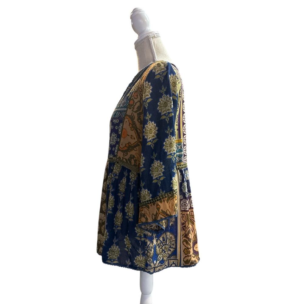 Soft Surroundings Boho Hippie Tassel Gold Patchwork Peasant Tunic Sz M - Picture 5 of 16